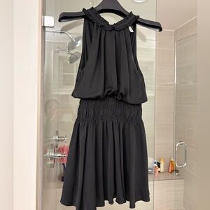 Boutique Black Ruffled Halter Mini Dress